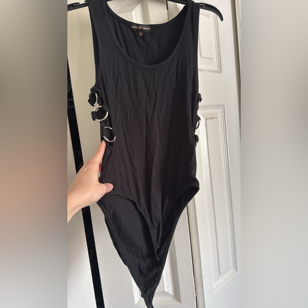 Black Bodysuit with Side Ring Details